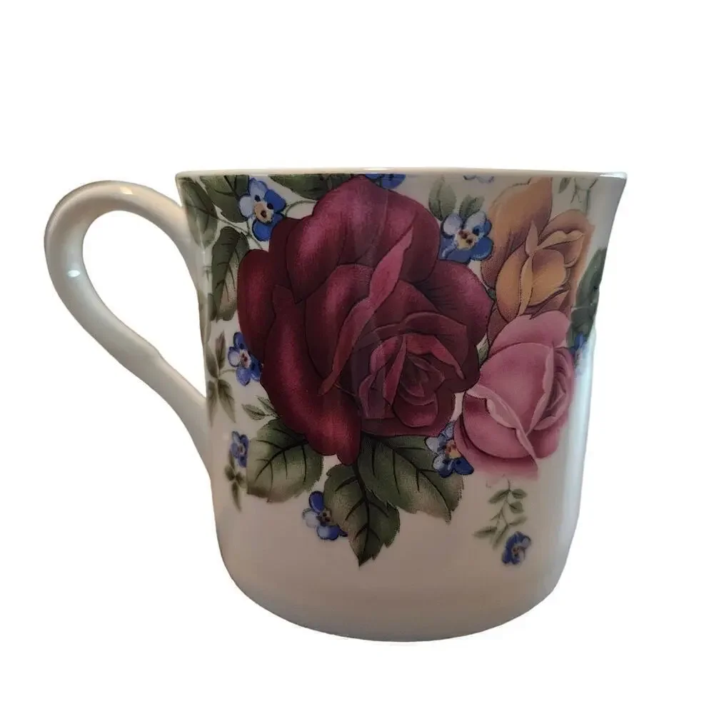 Stechol Gracie Bone China Vintage Roses Purple Pink Floral Coffee Cup Tea Flower